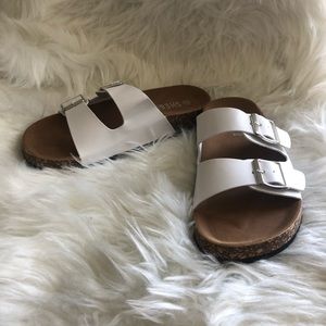 White Slide-On Sandals